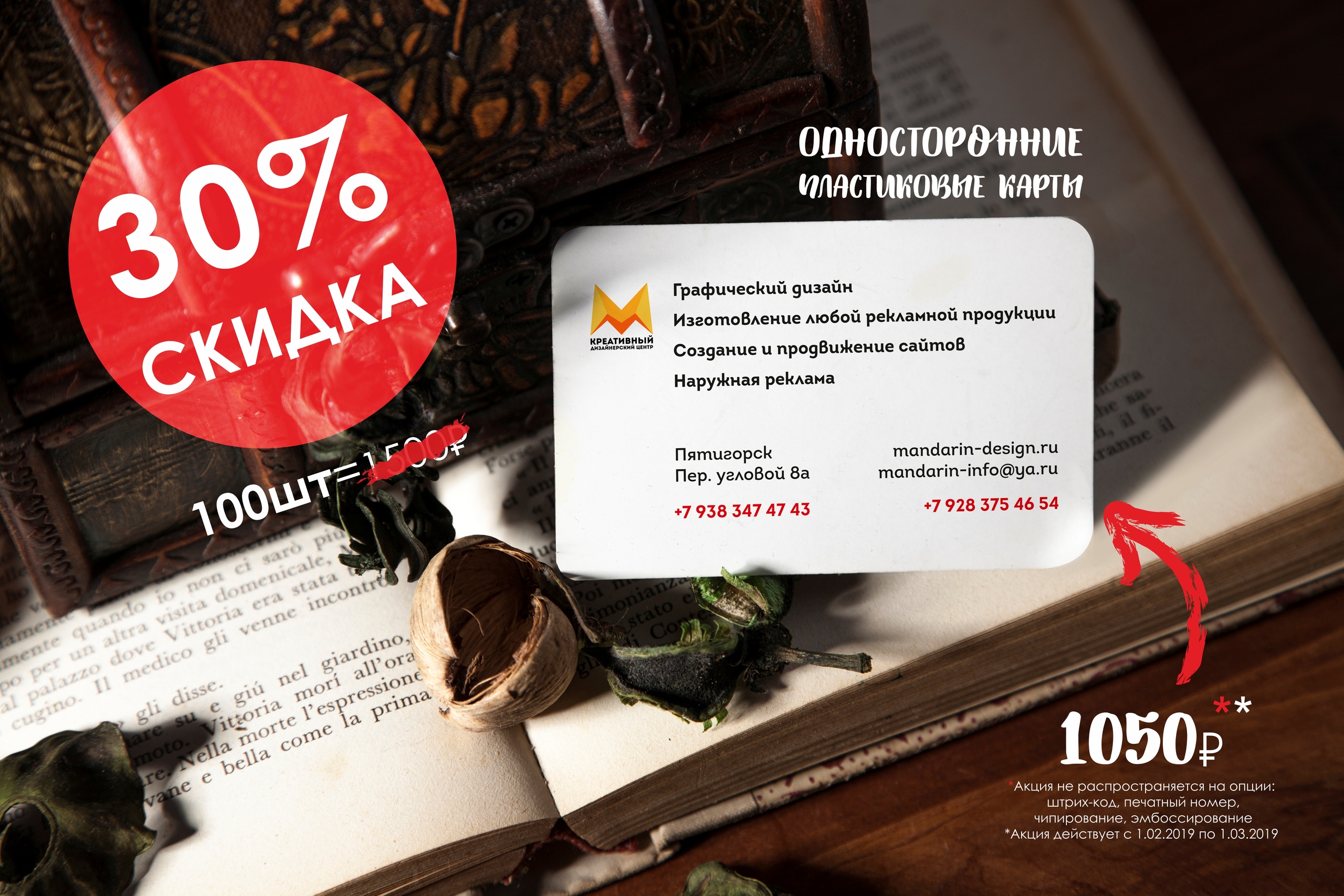 100 пластиковых карт за 1050 руб.